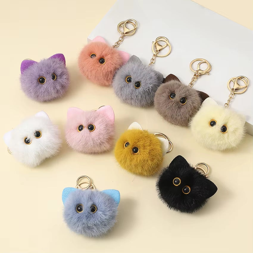 Trendy Plush Cat Keychain: Many Colors!