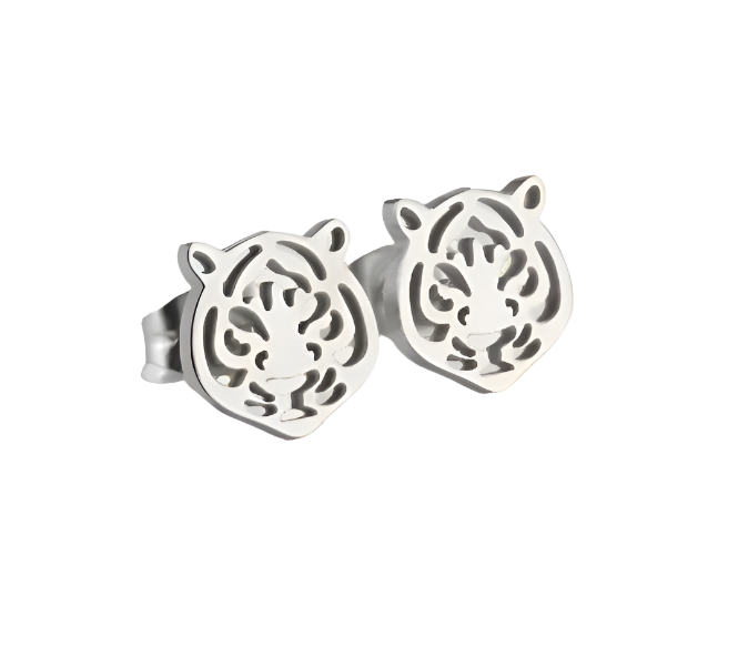 Tiger Stud Earrings in Gold, Silver, Rose Gold, or Black Plated