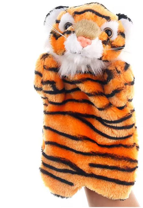 Plushy Tiger Hand Puppet for Story Telling