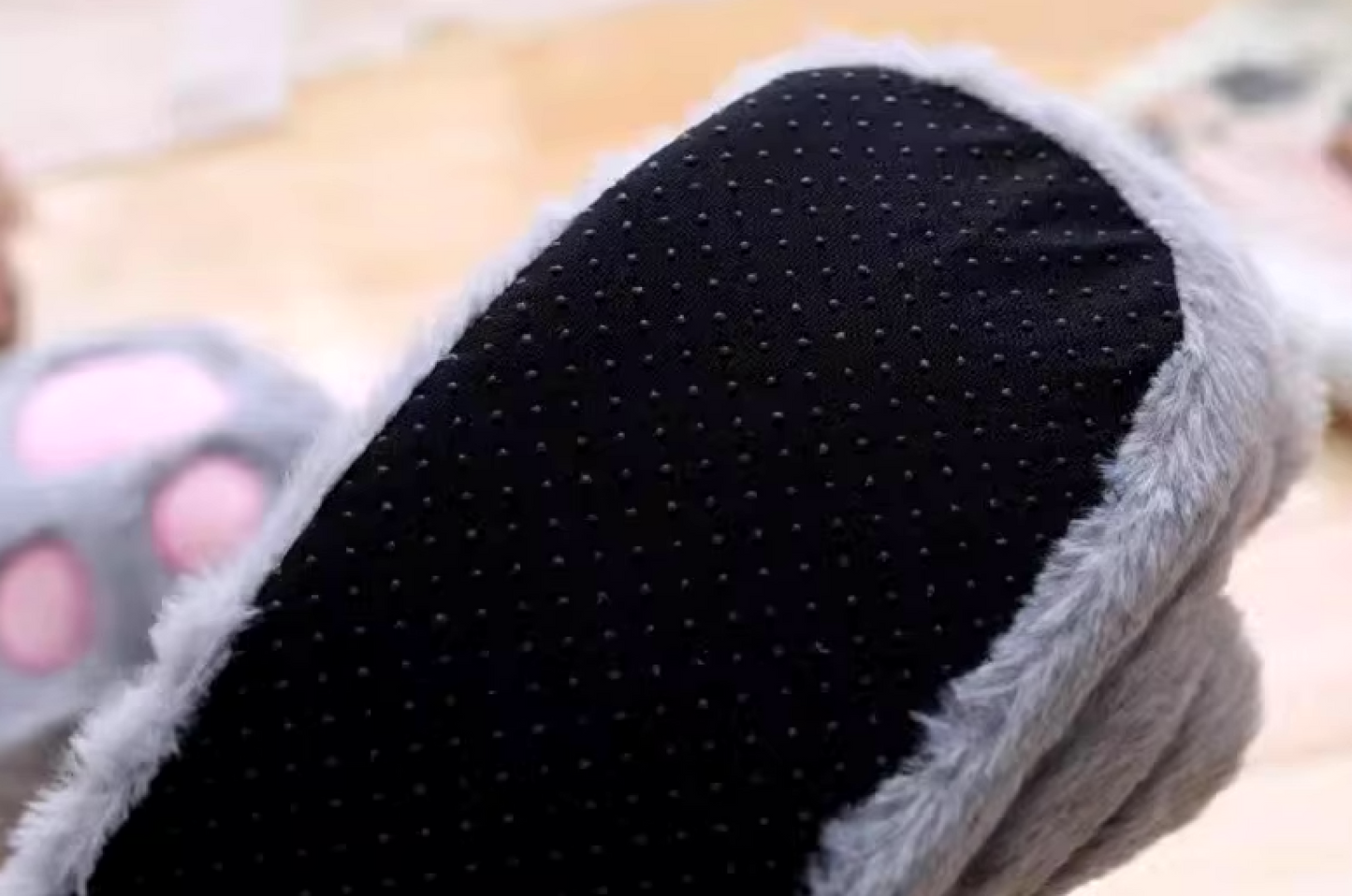 Comfy Cat Paw Slippers: Black, PInk & Gray Colors