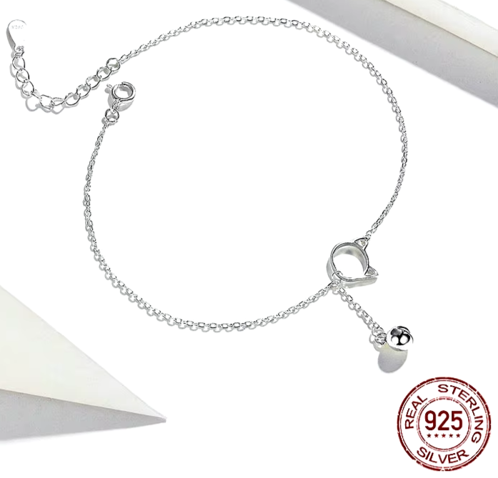 Unique Kitty Ankle Bracelet with Bell