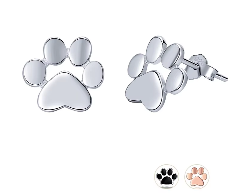 Paw Earrings: Silver, Gold, Rose Gold & Black