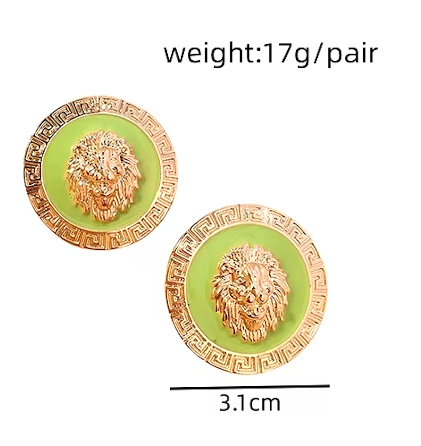 Fashionable Lion Head Earrings (Various Colors Available)