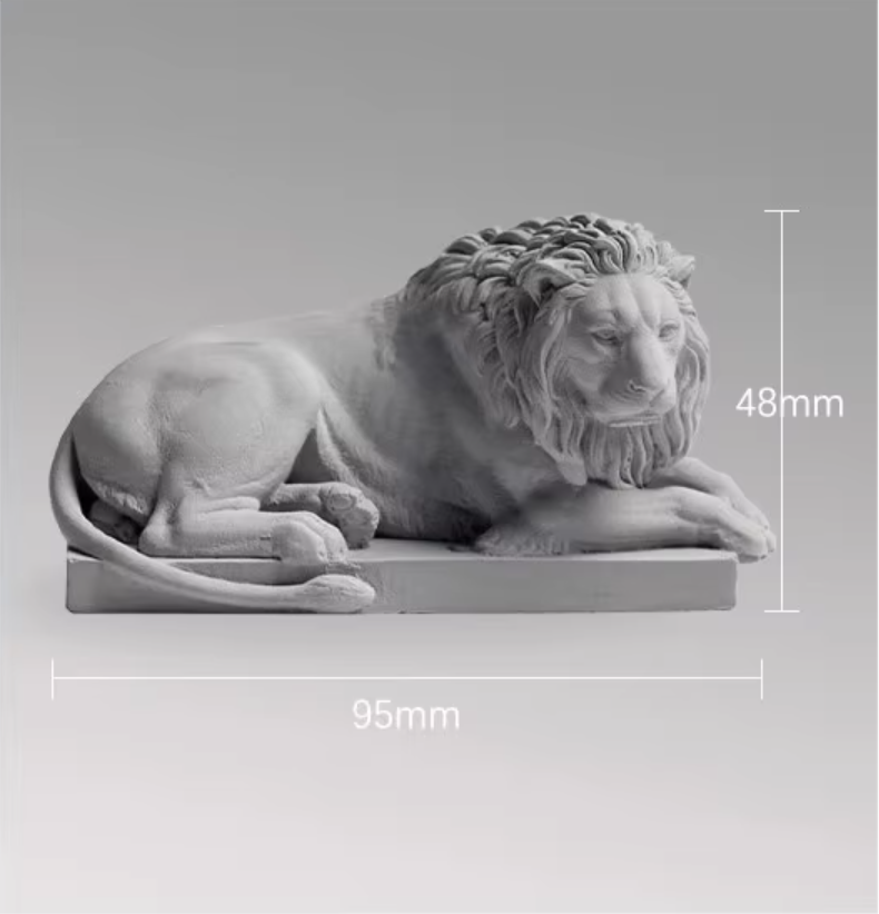 Gray Sad Lion: Classic Mini-Sculpture for Desk, Office, Kitchen, Collectable