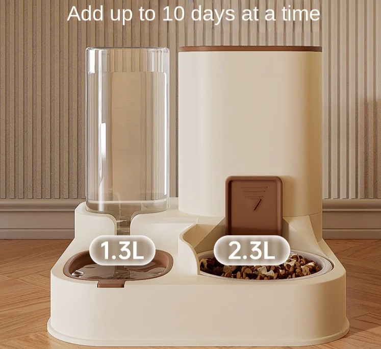 Pet Cat Large Capacity Water Dispenser Dry & Wet Automatic Feeder