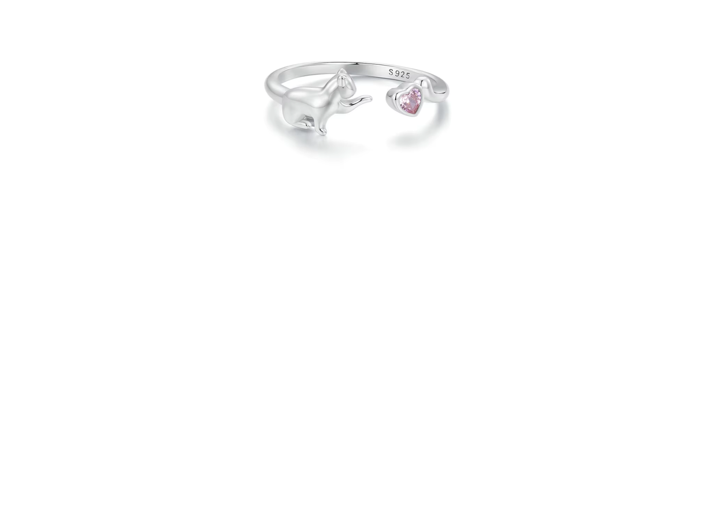 Cat & Heart Adjustable Ring