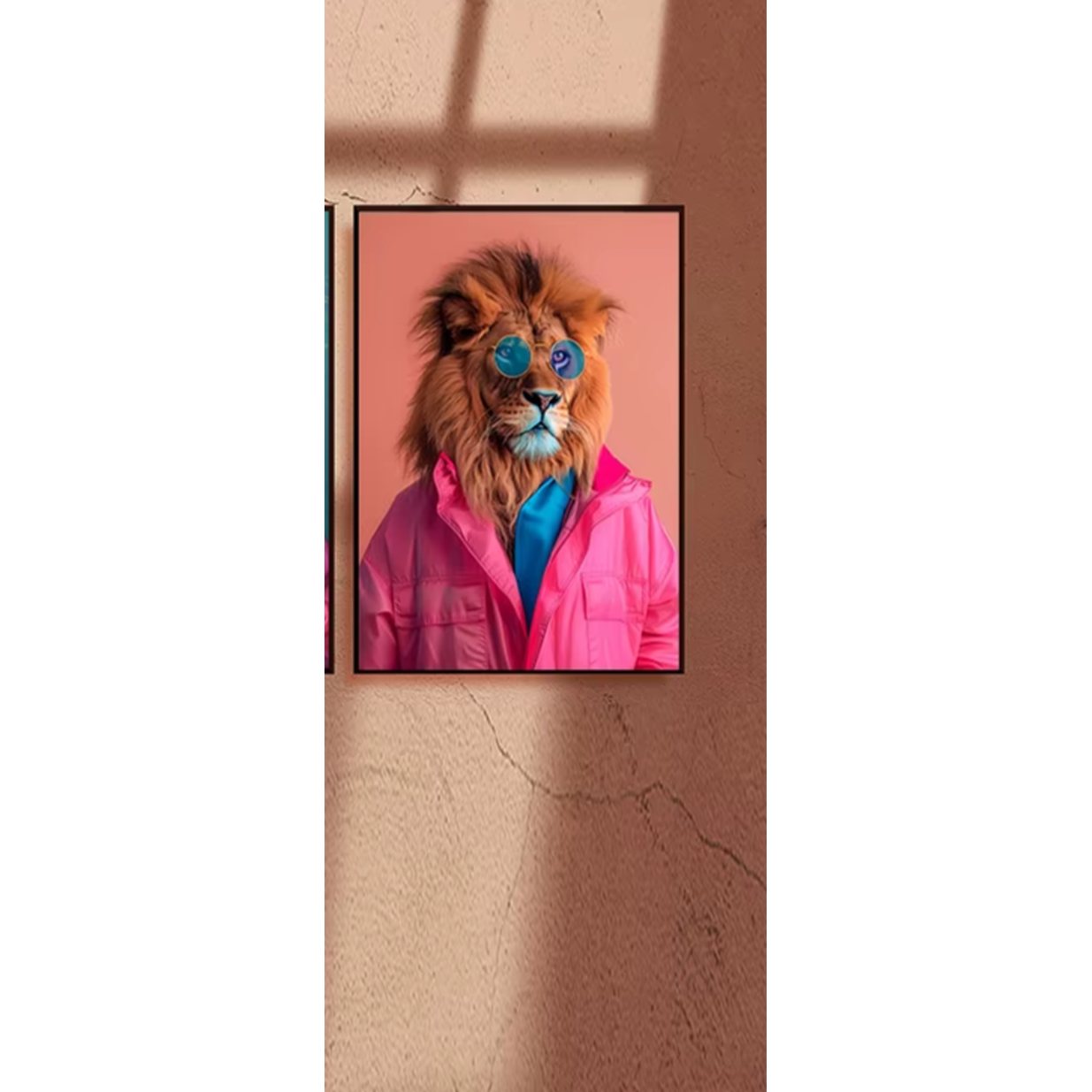 Pink Jacket Lion Canvas Wall Art Decor