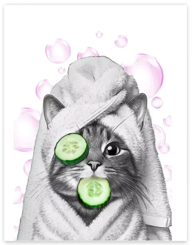 Self Care Bathroom Kitty Canvas Wall Art Home Decor