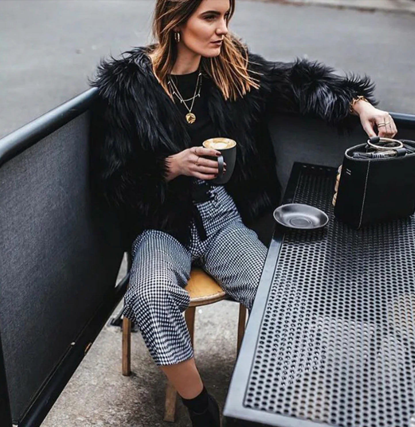 Black Jaguar-Inspired Faux Fur Coat – Fierce, Plush & Stylish