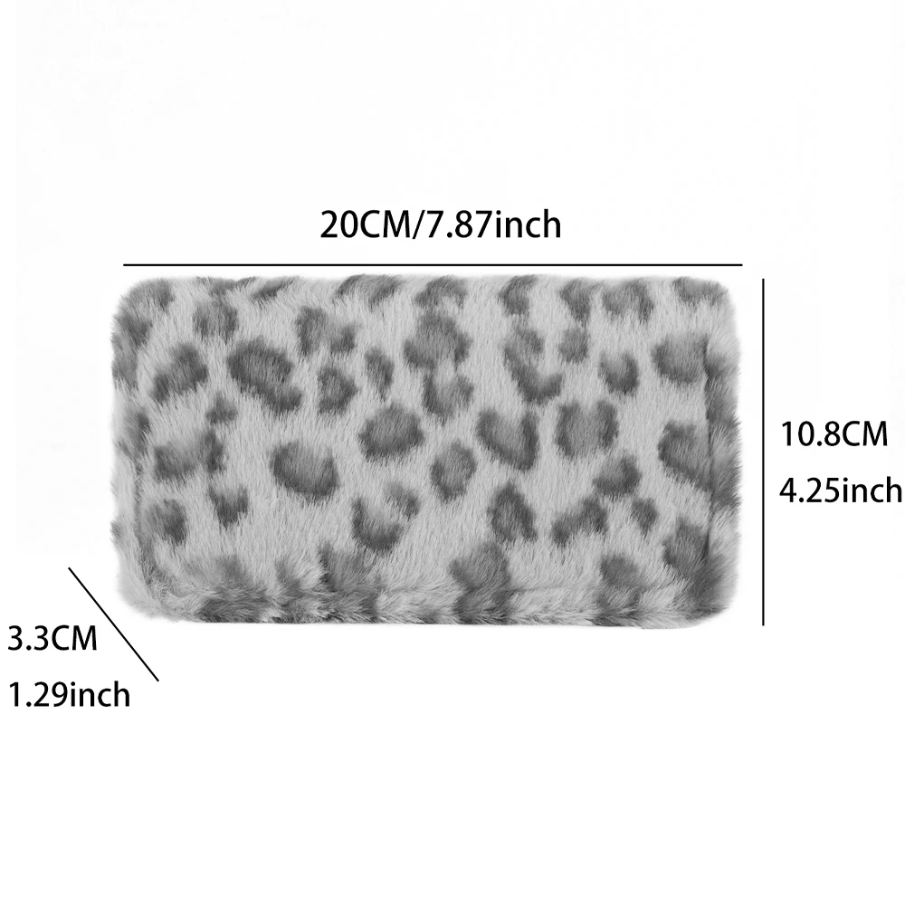 Snow Leopard Luxe Plush Wallet – Fashionable Card Holder with Extra Storage