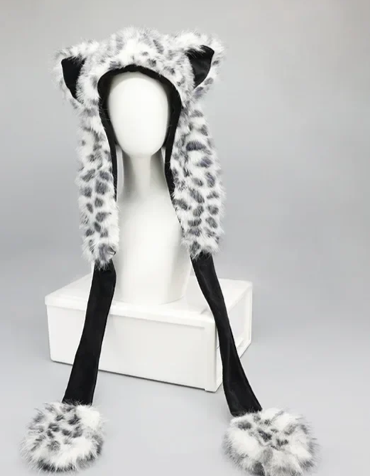 Snow Leopard Ears, Hat: Velvet Warmth