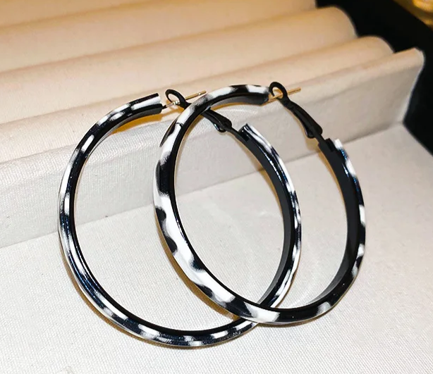Snow Leopard Hoop Earrings
