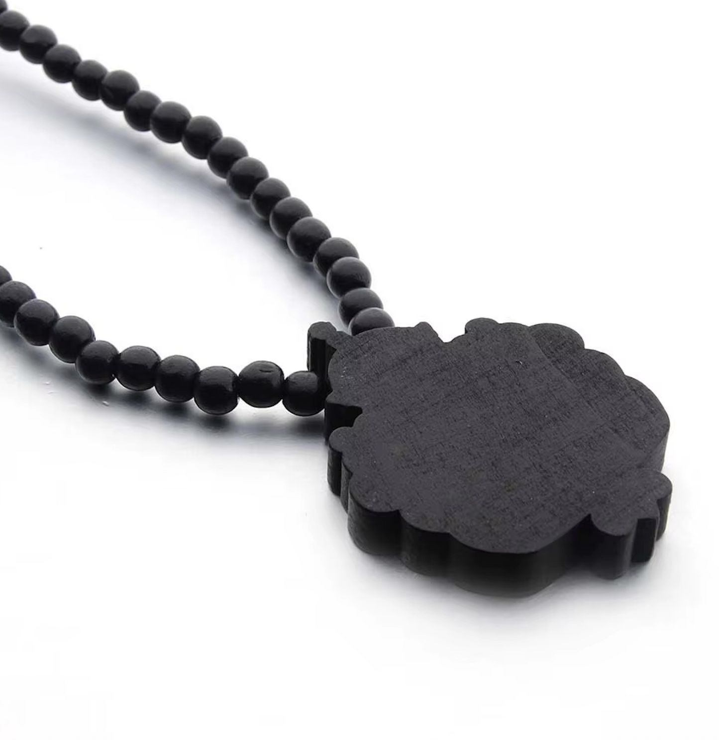 Trendy Wooden Lion Face Beaded Necklace