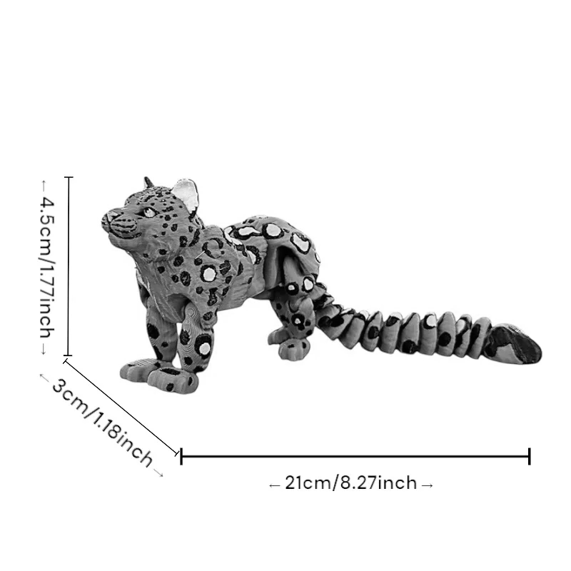 3D-Printed Small Snow Leopard Figurine Collectible
