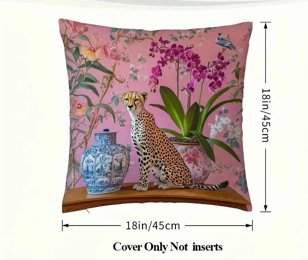 Luxury Cheetah Print Zippered Pillow Cover (Cover Only, No Pillow Included)