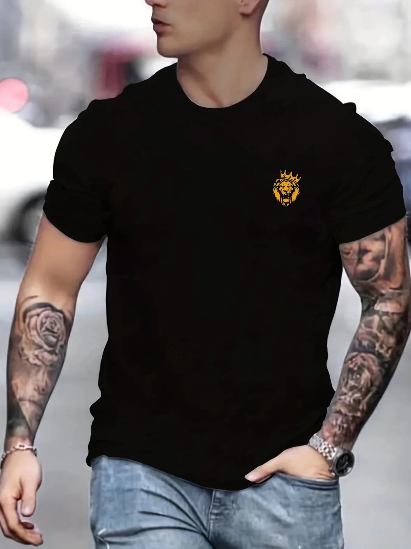 Lion Fierce Men's Black T-Shirt