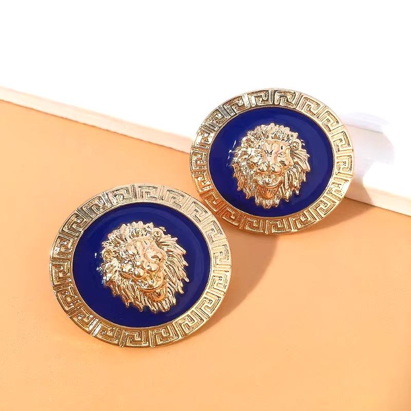 Fashionable Lion Head Earrings (Various Colors Available)