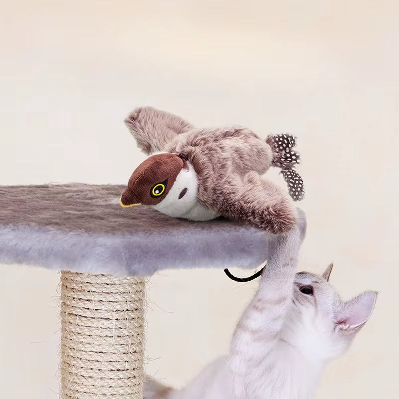 Rechargeable Chirping & Flapping Bird Cat Toy – Interactive Plush Squeak Toy