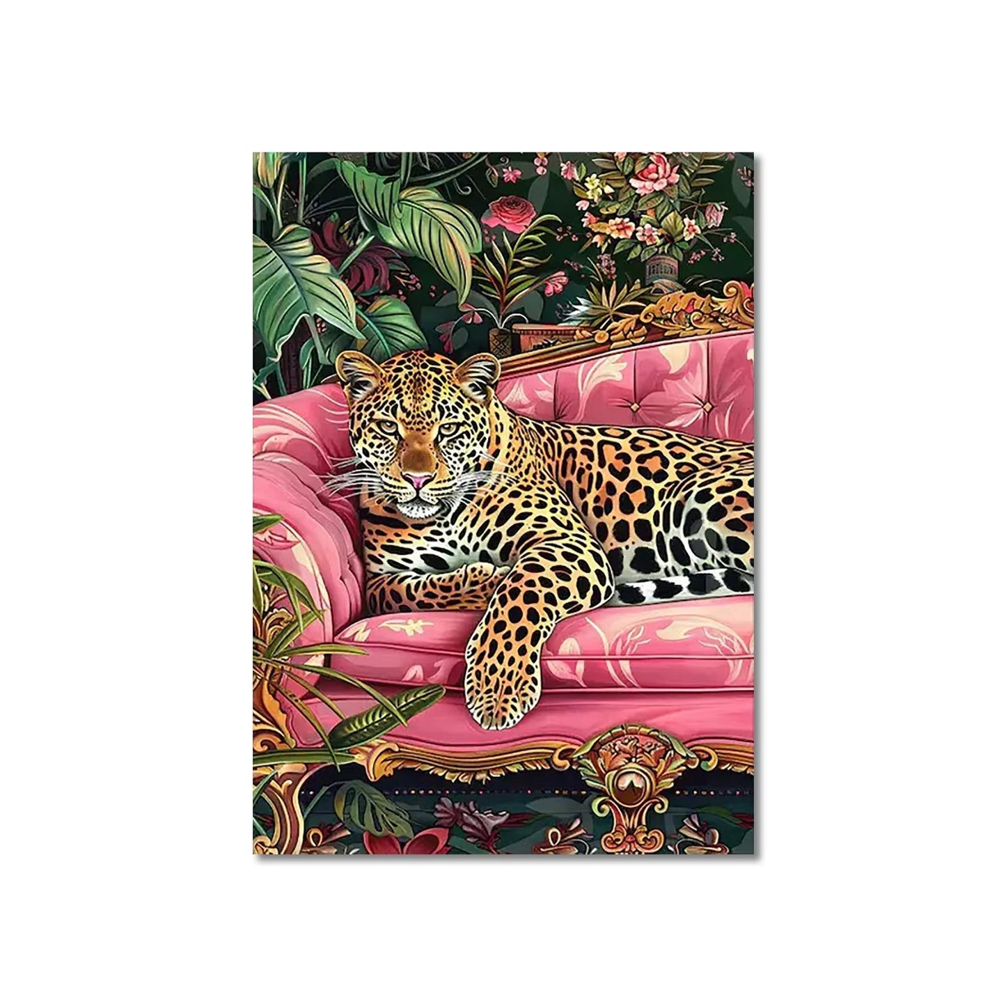 Modern Pink Sofa Tiger Canvas Print
