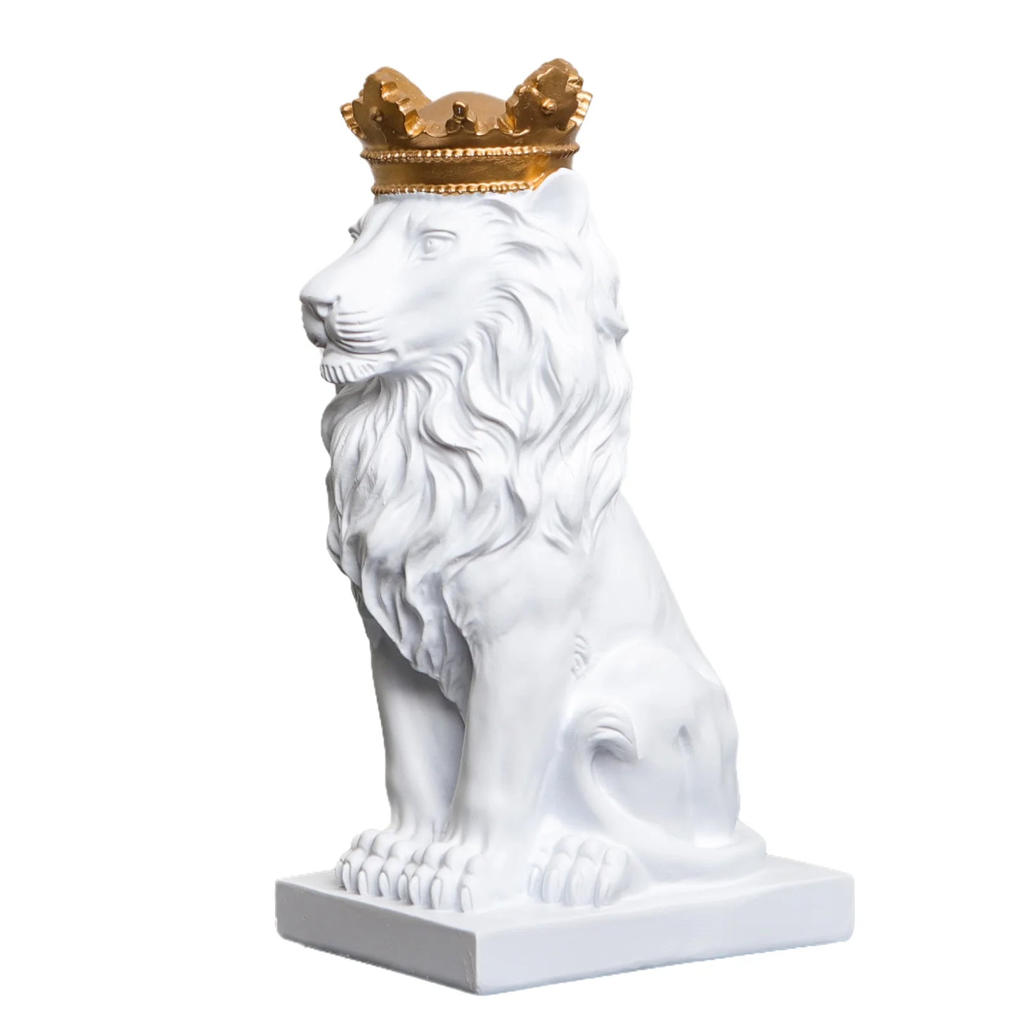 Small Regal Lion Statue, Available in Black, White or Gold
