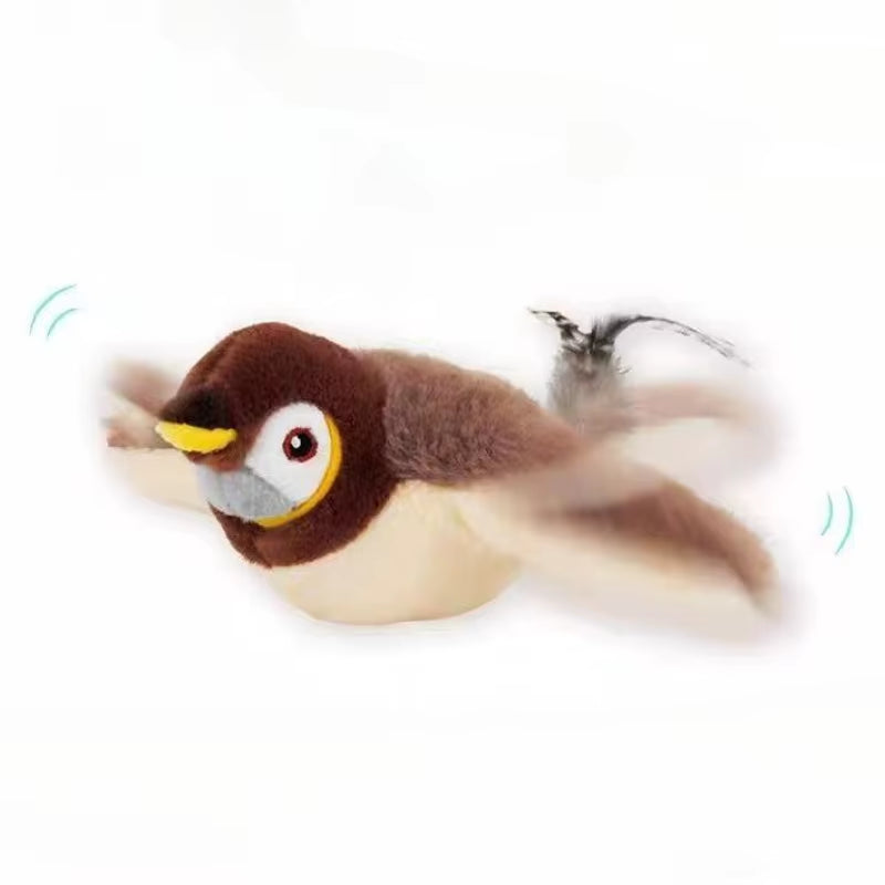 Rechargeable Chirping & Flapping Bird Cat Toy – Interactive Plush Squeak Toy