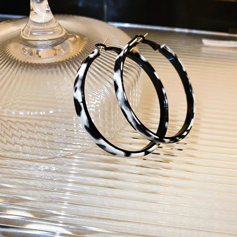 Snow Leopard Hoop Earrings