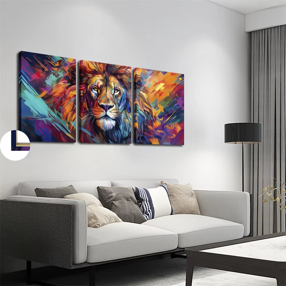 Abstract Colorful Lion Canvas Wall Art Decor