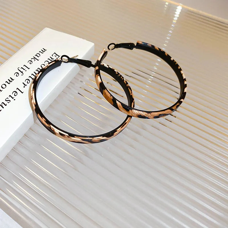 Snow Leopard Hoop Earrings