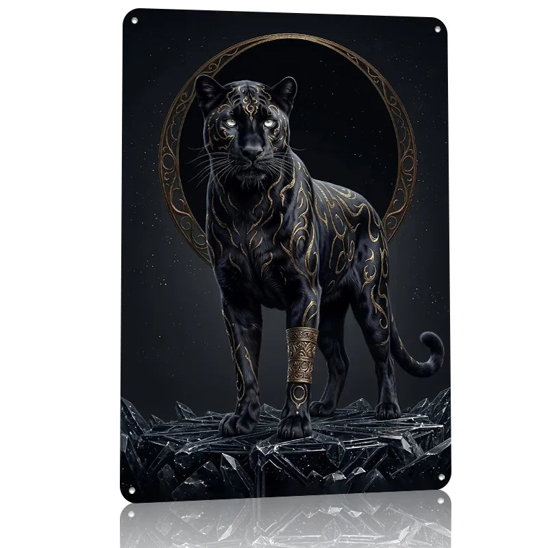Majestic Melanistic Jaguar Metal Wall Art Decor
