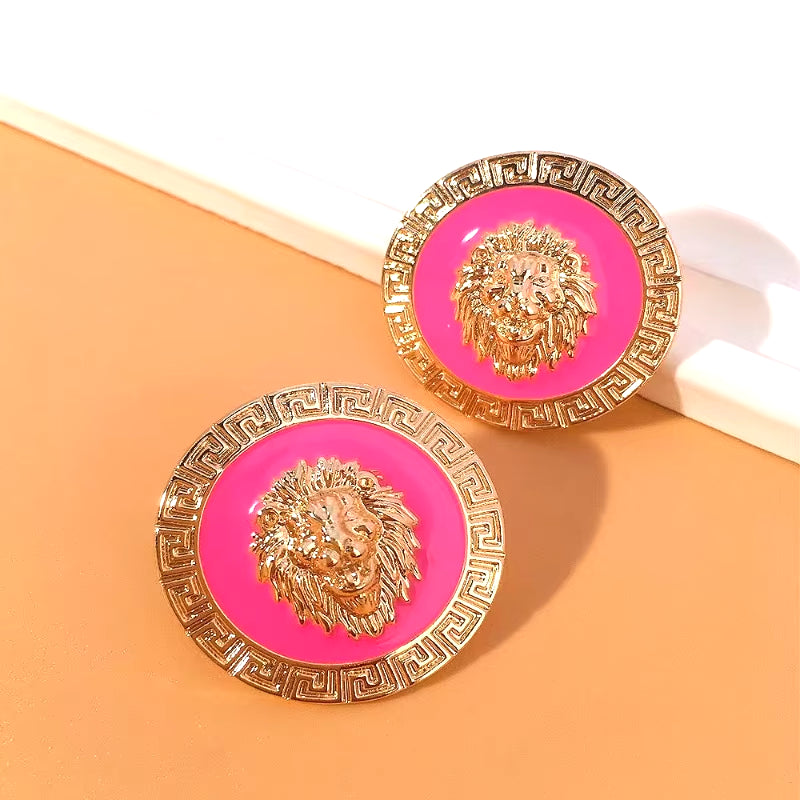 Fashionable Lion Head Earrings (Various Colors Available)