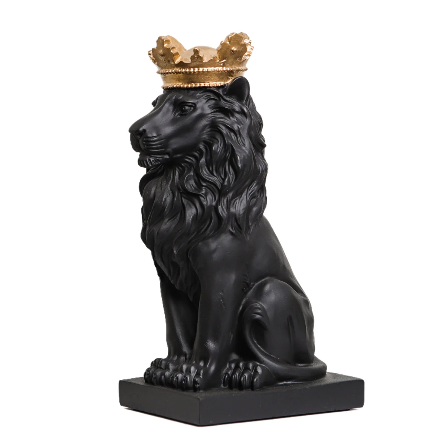 Small Regal Lion Statue, Available in Black, White or Gold
