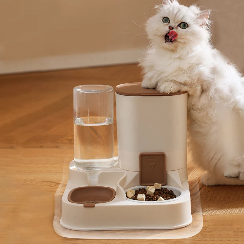 Pet Cat Large Capacity Water Dispenser Dry & Wet Automatic Feeder