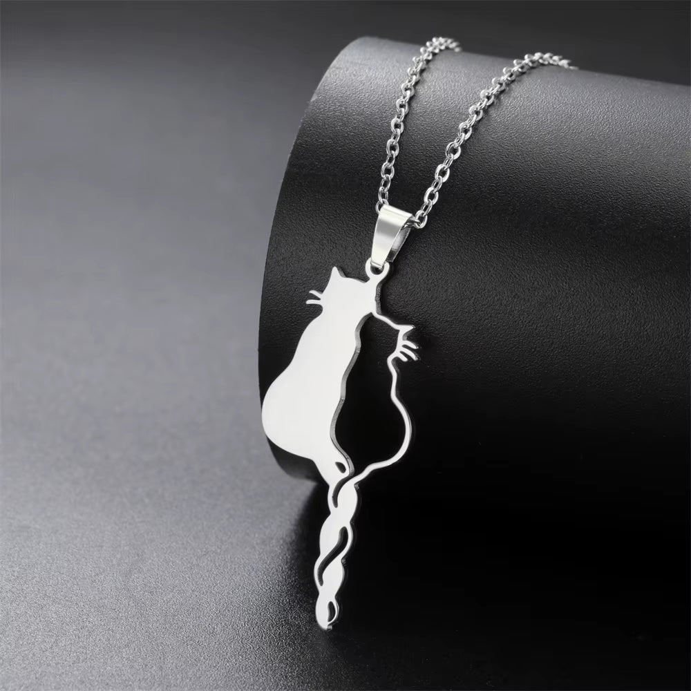 Adorable Cats Forever Necklace: Gold & Silver Color