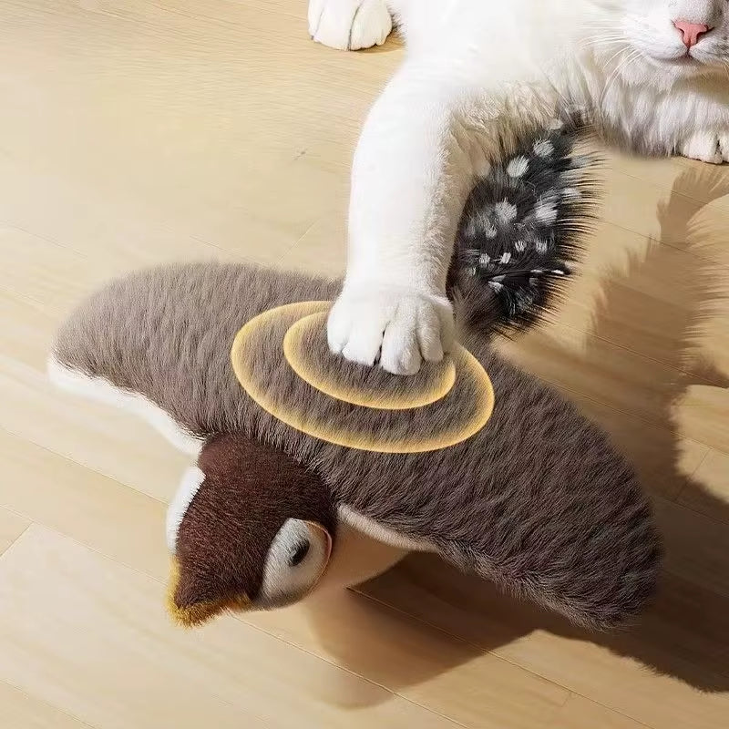 Rechargeable Chirping & Flapping Bird Cat Toy – Interactive Plush Squeak Toy