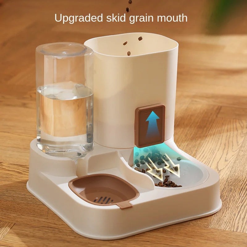 Pet Cat Large Capacity Water Dispenser Dry & Wet Automatic Feeder