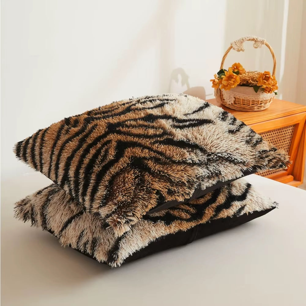 King Size Tiger Faux Fur Duvet Cover, 3 Piece Set Bedding