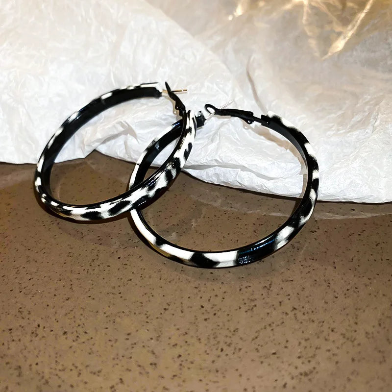 Snow Leopard Hoop Earrings