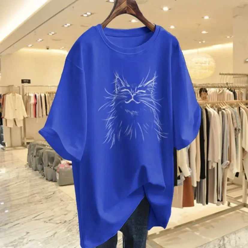 Royal Blue Feline T-Shirt, Sizes L-6XL
