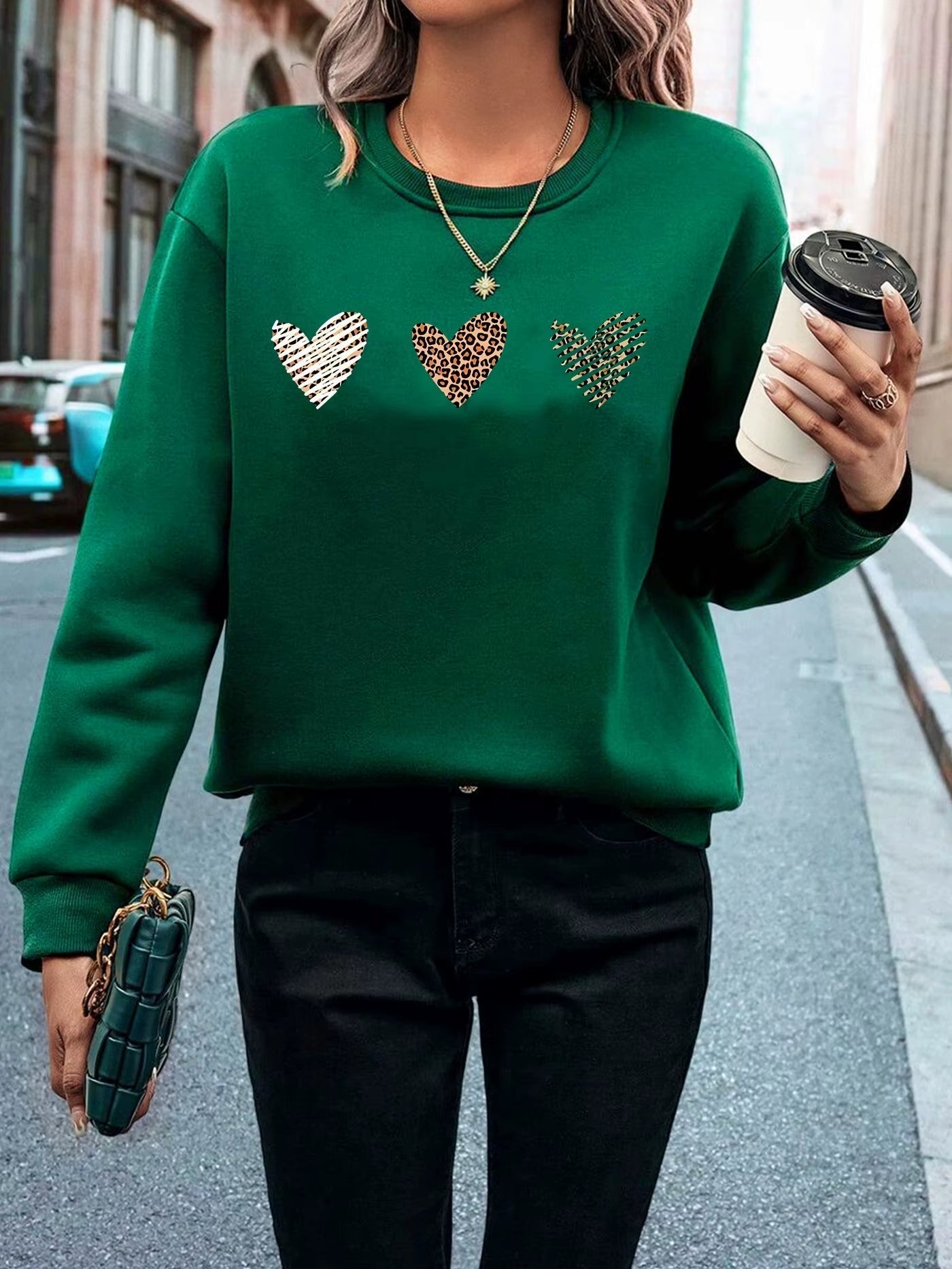 Emerald Green Wild Heart Crew Neck Sweatshirt