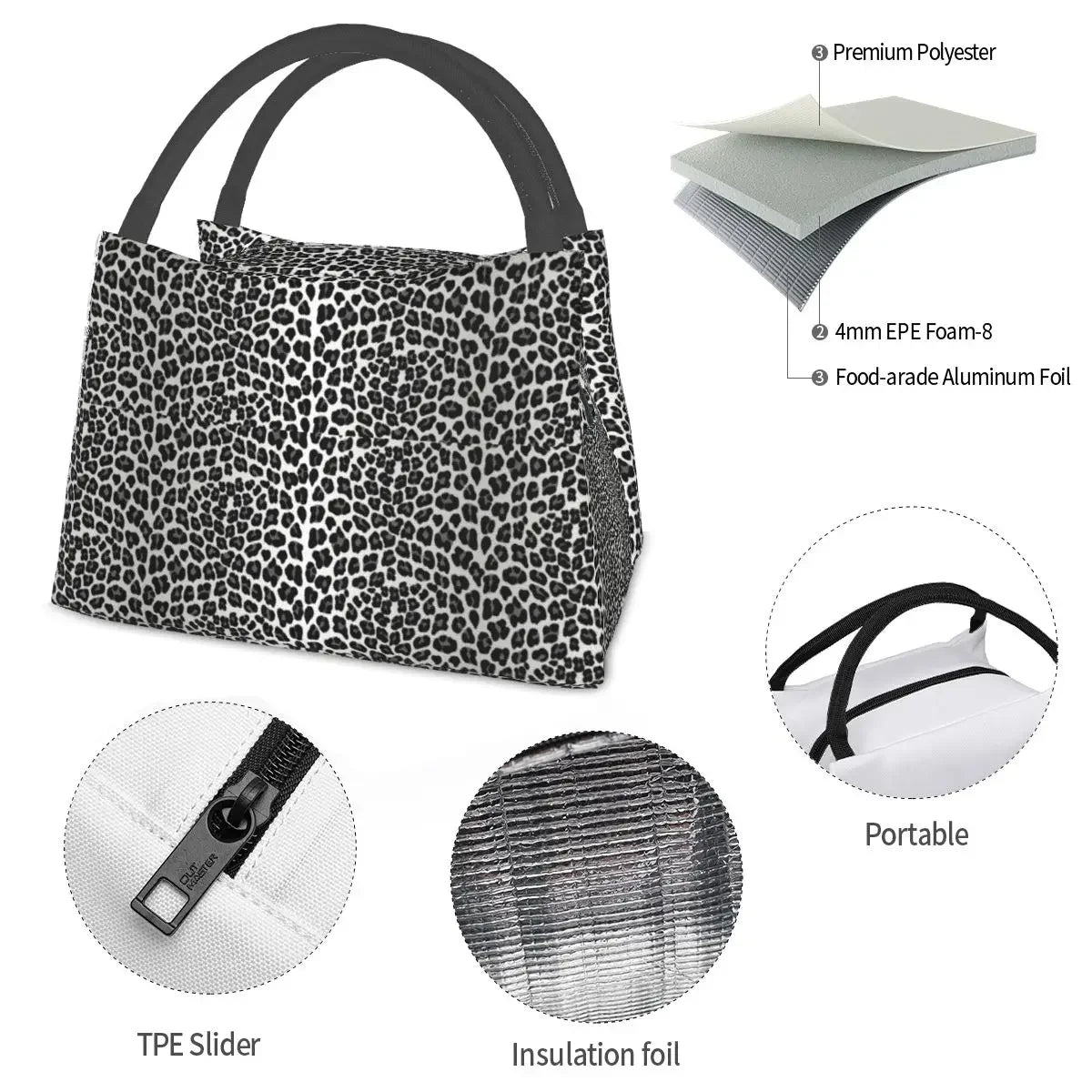 Stylish Insulated Snow Leopard Lunch Bag!