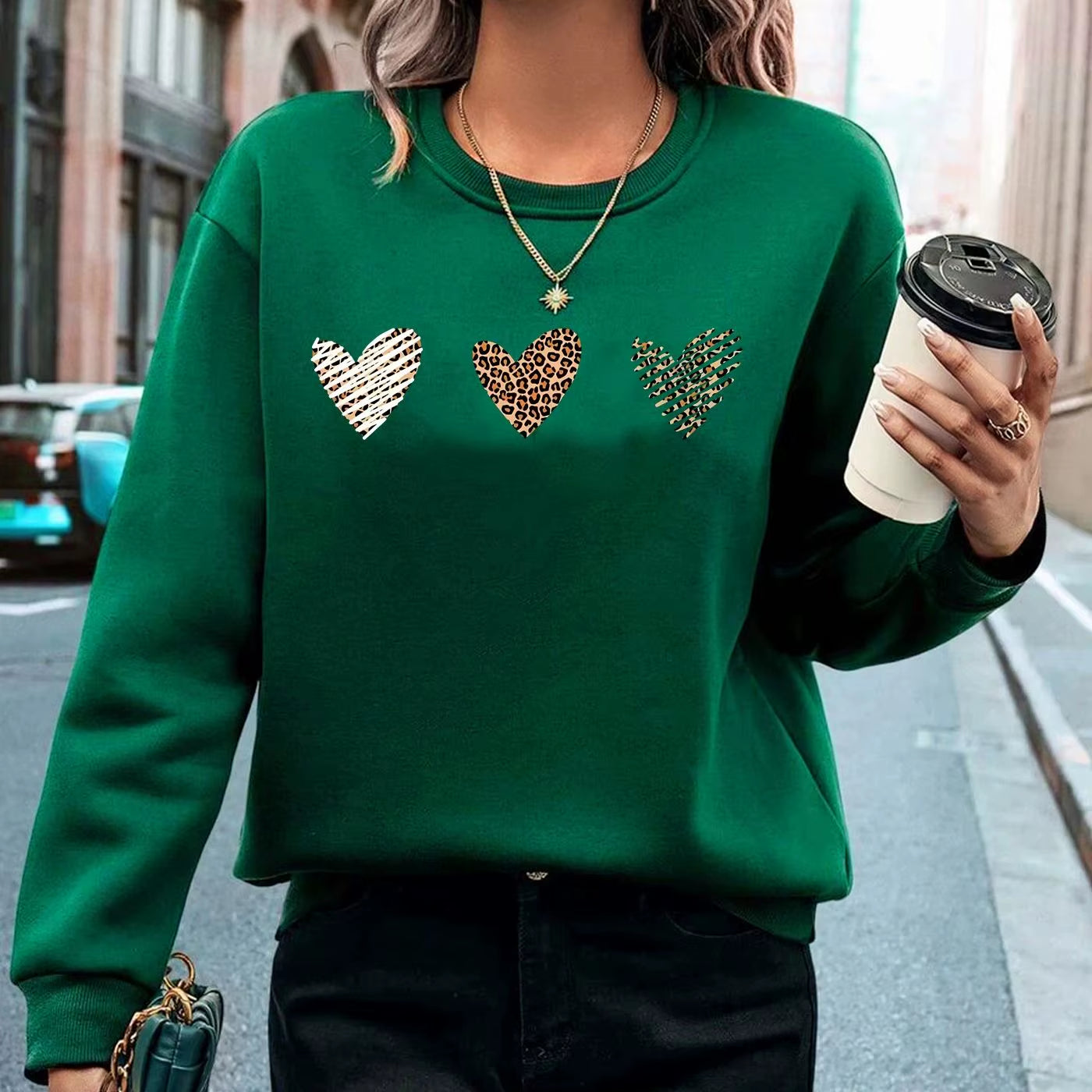 Emerald Green Wild Heart Crew Neck Sweatshirt