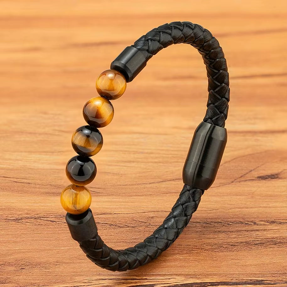 Quality Tiger Eye Leather Bracelet