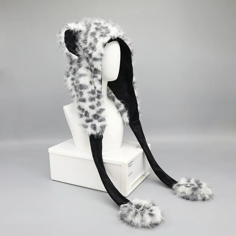 Snow Leopard Ears, Hat: Velvet Warmth