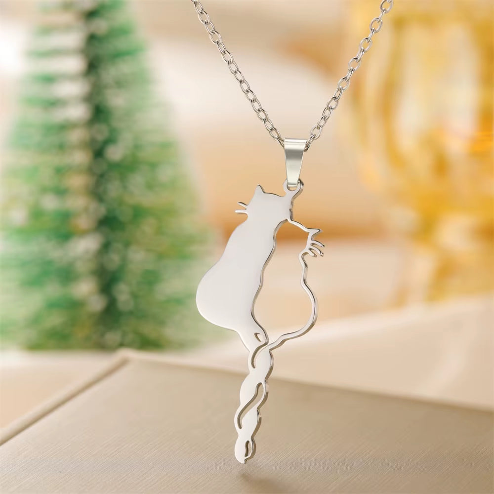 Adorable Cats Forever Necklace: Gold & Silver Color