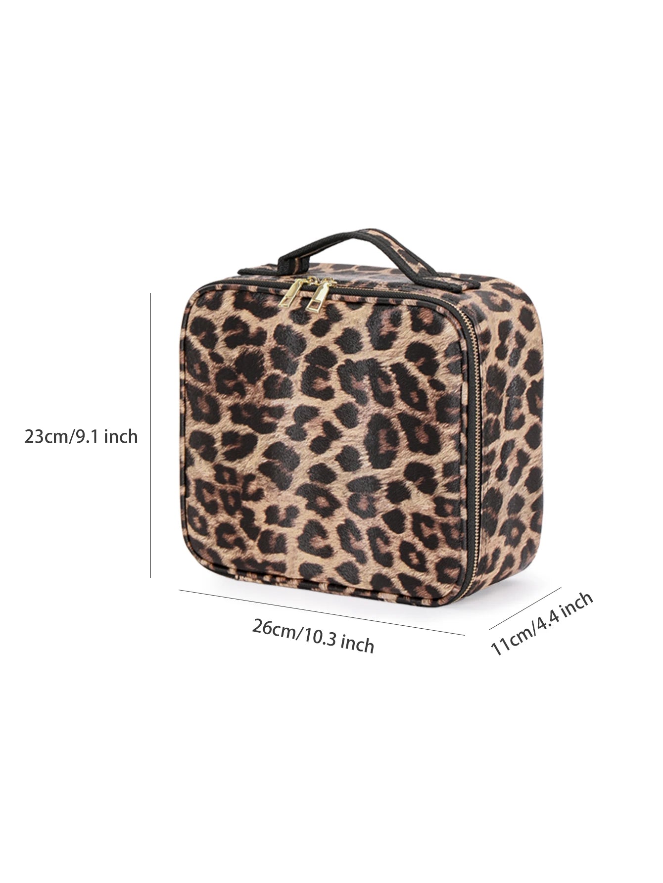 Leopard Cosmetic Bag with Mirror and 3 Color Dimmable LED Lights