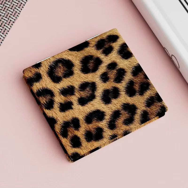 Leopard Print Double Sided Pocket Mirror (with Magnification)