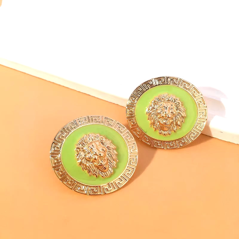 Fashionable Lion Head Earrings (Various Colors Available)