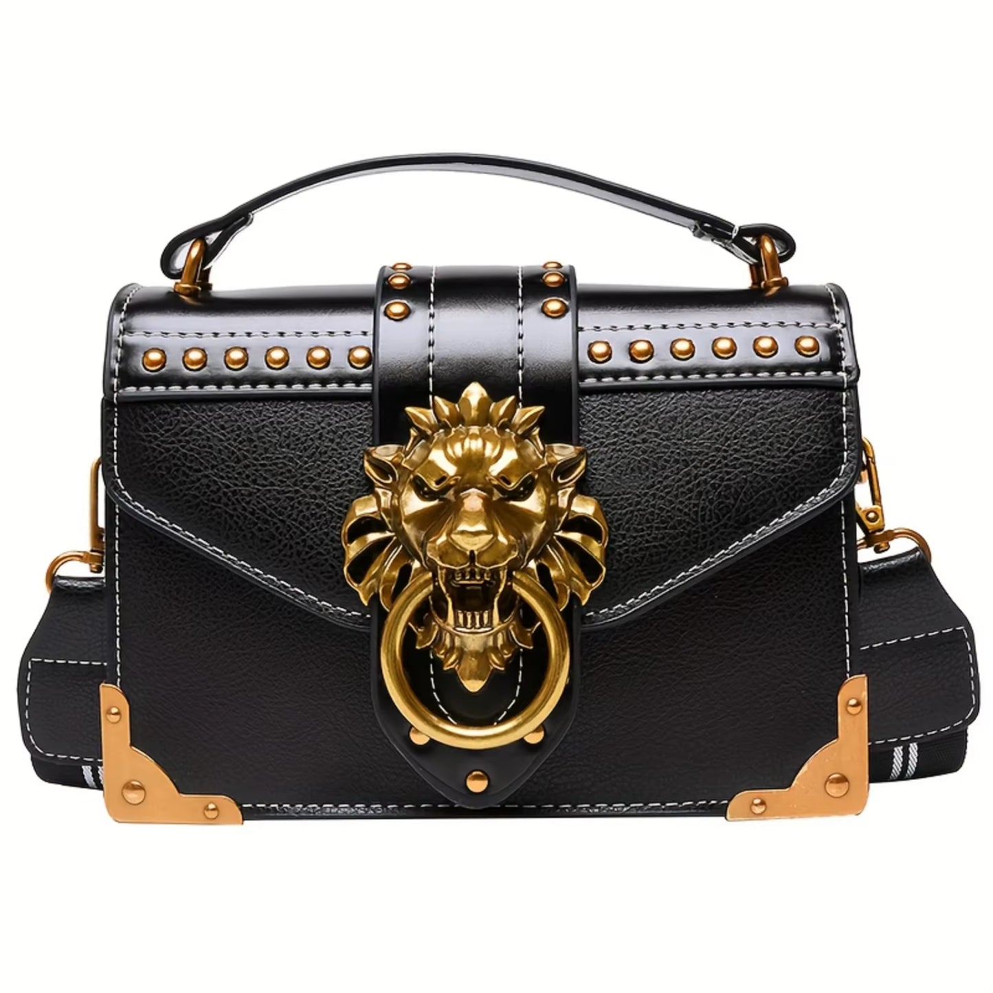Mini Lion Vintage Lion Head Crossbody Bag in Black or Red
