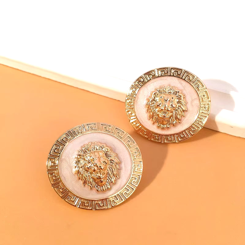 Fashionable Lion Head Earrings (Various Colors Available)