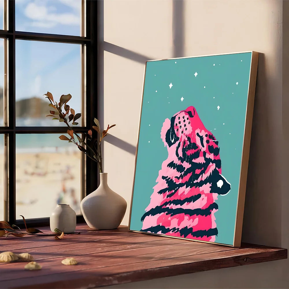 Dramatic Hot Pink Tiger Canvas Wall Art Home Decor